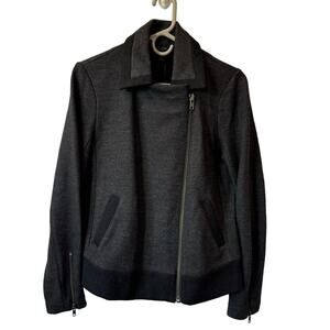 J.Crew Moto Biker Wool Blend Dark Charcloal Color block Grunge Lux Jacket 4